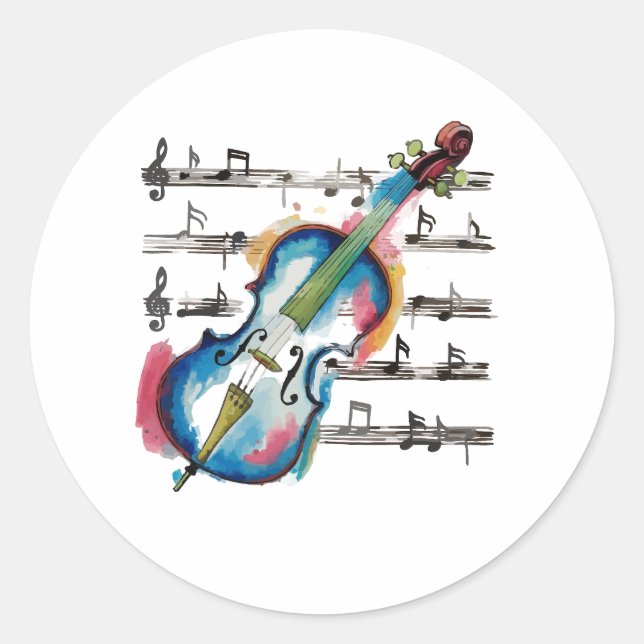 Adesivo Redondo Round abstract violin sticker (Frente)