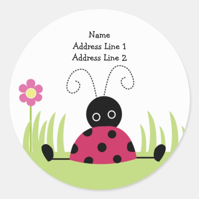 Adesivo Redondo ROUND ADDRESS LABELS Little Ladybug (Frente)