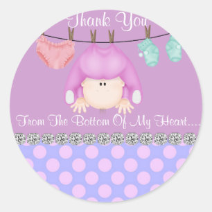 Adesivo Redondo ROUND BABY GIRL CHÁ FAVOR VESTICADORES/Etiquetas