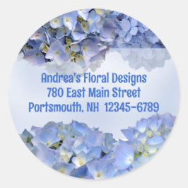 Adesivo Redondo Round Blue Floral Return Address Labels