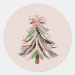 Adesivo Redondo Round Brushstroke Christmas Tree Sticker