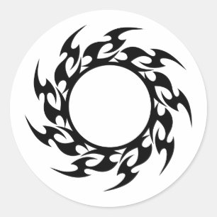 Adesivo Redondo round_flames_001 BLACK TRIBAL CIRCLE FIRE SHARP LO