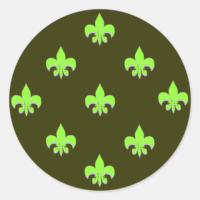 Adesivo Redondo Round Fleur de Lis Stickers ACID GREEN (Frente)
