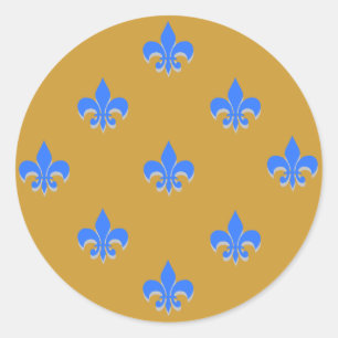 Adesivo Redondo Round Fleur de Lis Stickers Brilhante AZUL