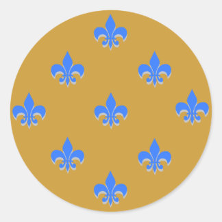 Adesivo Redondo Round Fleur de Lis Stickers Brilhante AZUL