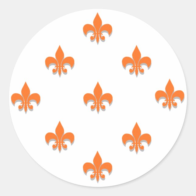 Adesivo Redondo Round Fleur de Lis Stickers ORANGE (Frente)