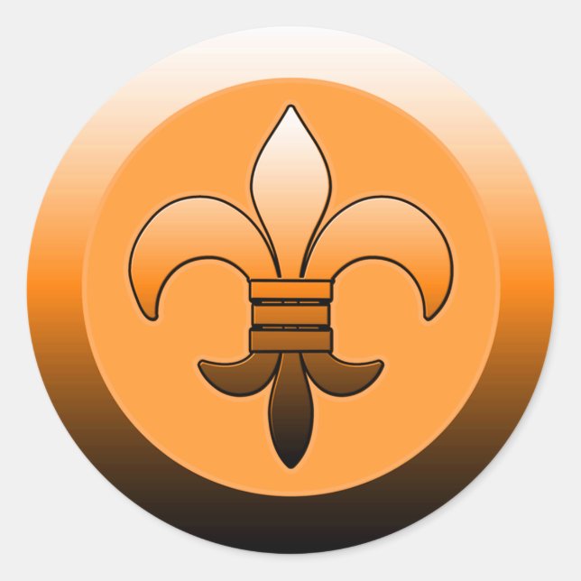 Adesivo Redondo Round Fleur de Lis Stickers ORANGE (Frente)