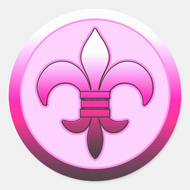 Adesivo Redondo Round Fleur de Lis Stickers PINK (Frente)