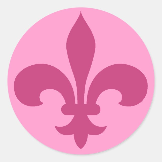 Adesivo Redondo Round Fleur de Lis Stickers PINK (Frente)