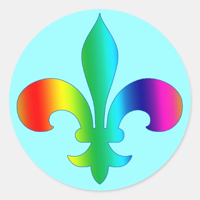 Adesivo Redondo Round Fleur de Lis Stickers RAINBOW CORES (Frente)