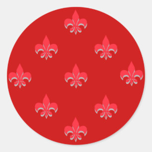 Adesivo Redondo Round Fleur de Lis Stickers RED