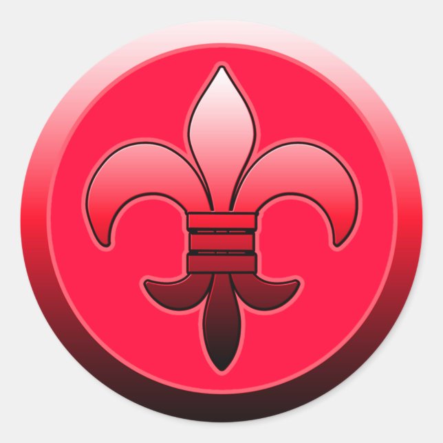 Adesivo Redondo Round Fleur de Lis Stickers RED (Frente)
