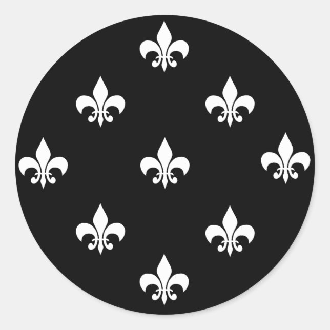 Adesivo Redondo Round Fleur de Lis Stickers WHITE (Frente)