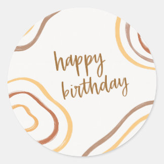 Adesivo Redondo Round Happy Birthday Sticker – Minimalist Abstract