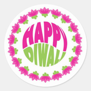 Adesivo Redondo Round Happy Diwali Stickers