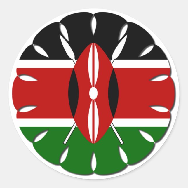 Adesivo Redondo Round Kenyan Motif: Um Símbolo Nacional (Frente)