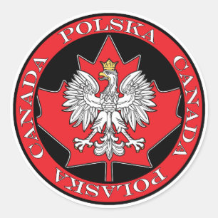 Adesivo Redondo Round Polska Canada Leaf