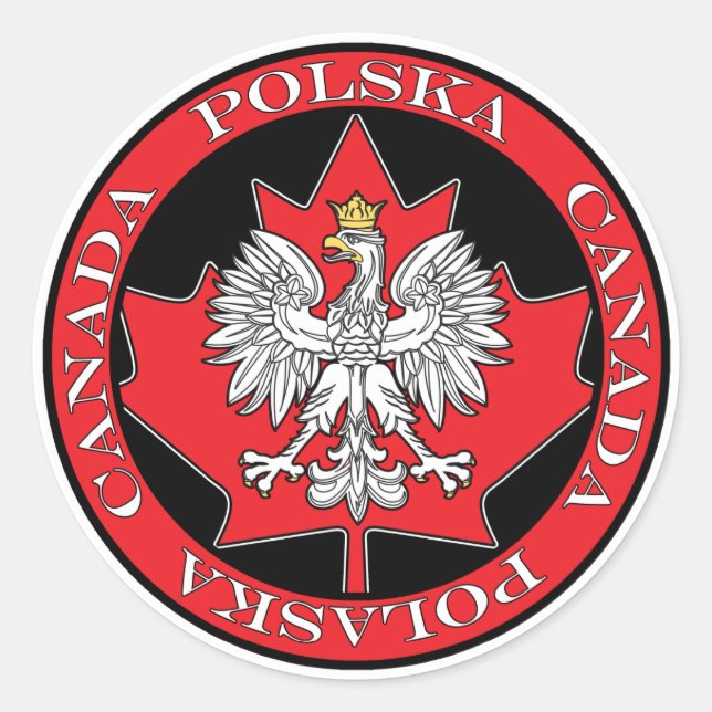 Adesivo Redondo Round Polska Canada Leaf (Frente)