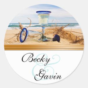 Adesivo Redondo Round Sticker Beach Wedding