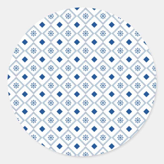 Adesivo Redondo Round sticker design featuring a blue and white (Frente)