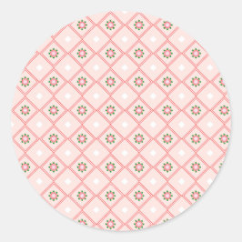 Adesivo Redondo Round sticker design featuring pink and white 