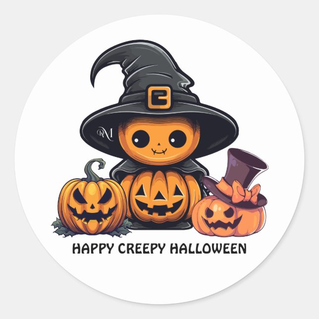 Adesivo Redondo Round Sticker : HALLOWEEN Creepy (Frente)