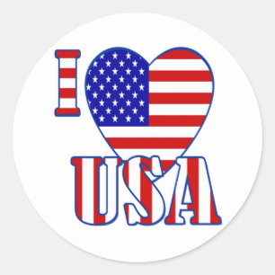 Adesivo Redondo Round Sticker/I Heart EUA