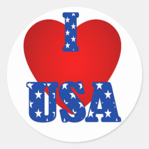 Adesivo Redondo Round Sticker/I Heart USA