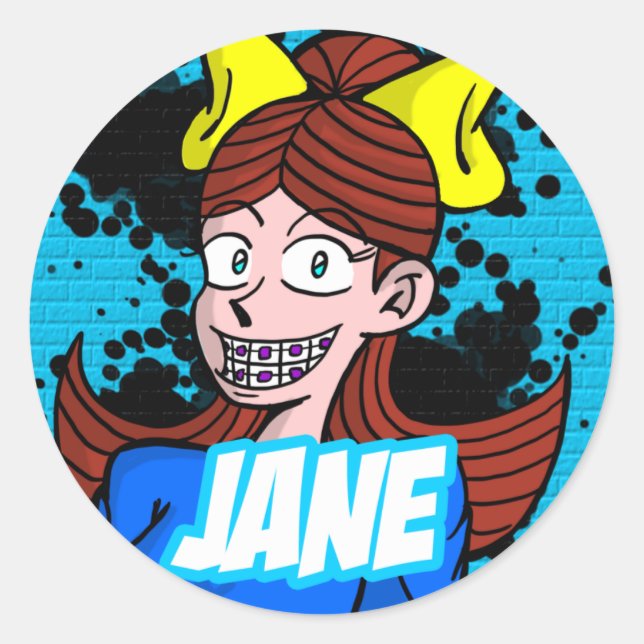 Adesivo Redondo Round Sticker Jane (Frente)