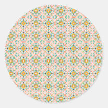 Round sticker with a floral geometric pattern