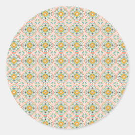 Adesivo Redondo Round sticker with a floral geometric pattern