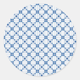 Adesivo Redondo Round sticker with intricate blue and white 