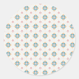 Adesivo Redondo Round sticker with intricate blue and yellow 