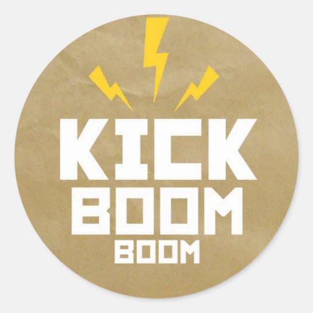 Adesivo Redondo Round Stickers Kick Boom Boom (Frente)