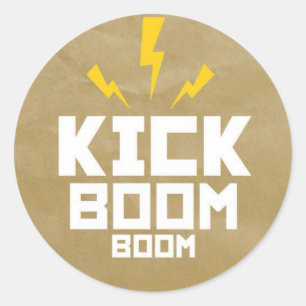 Adesivo Redondo Round Stickers Kick Boom Boom