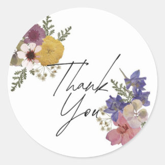 Adesivo Redondo Round Thank You Sticker Pastel Vintage Floral