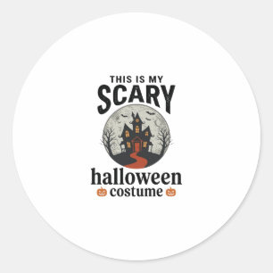Adesivo Redondo Roupa Assustadora de Halloween Casa Assombrada Vet