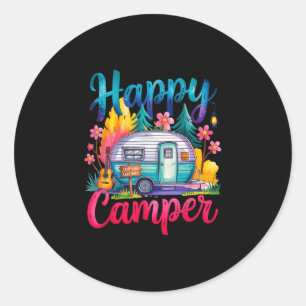 Adesivo Redondo Roupa de acampamento engraçada feliz trailer rv cr