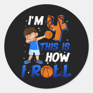 Adesivo Redondo Roupa de Aniversário de 4 Anos Menino Basquete 4 A