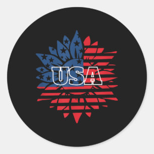 Adesivo Redondo Roupa De Bandeira Sunflower Usa Para Memória De 4