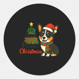 Adesivo Redondo Roupa de Corgi Tri Color Pjs Alegria Esperança Amo