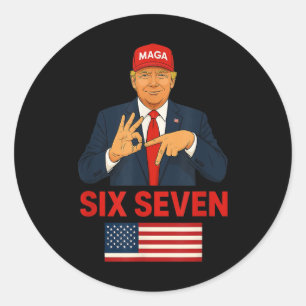 Adesivo Redondo Roupa de eleição engraçada meme Trump 67 Six Seven