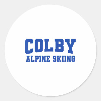 Adesivo Redondo roupa de esqui alpino da faculdade colby fã de esp