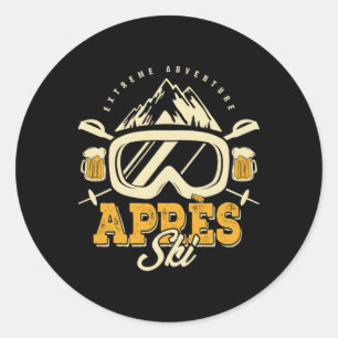 Adesivo Redondo Roupa de festa Apres Ski, cerveja e bebidas após e