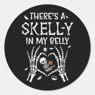 Adesivo Redondo Roupa de gravidez de Halloween Skelly Belly