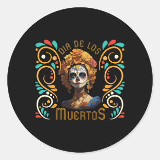 Adesivo Redondo Roupa de homem Caveira de Açúcar La Catrina Dia do