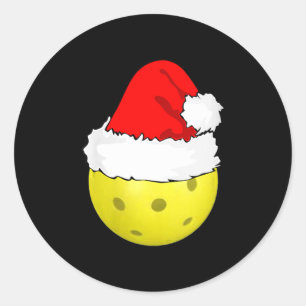 Adesivo Redondo Roupa de Natal feminina de pickleball com chapéu d