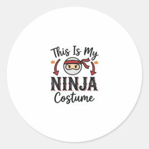 Adesivo Redondo Roupa de Ninja Engraçado Design Vetorial de Hallow