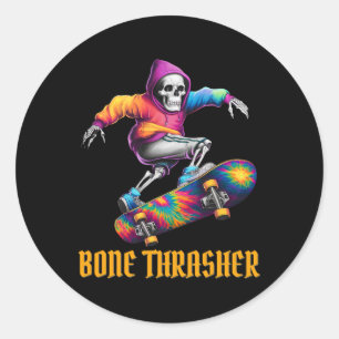 Adesivo Redondo Roupa do Skeleton do Halloween