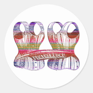 Adesivo Redondo Roupa íntima de Corset Bustier Victorian Fashion 1